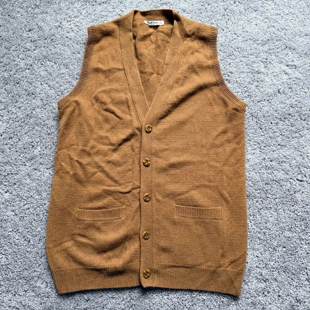 WoolOvers Sweater Lambswool Womens Size Small Vest Mustard Yellow Button Front